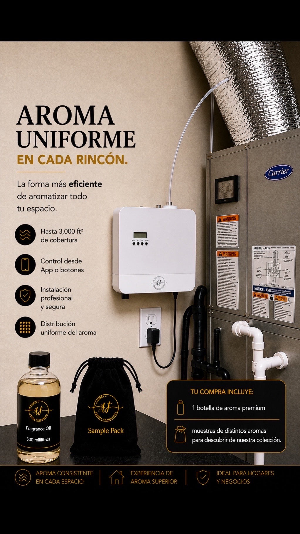 King Professional High-Coverage Diffuser System|A/C Compatible + 500ml Best-Selling Premium Fragrance Included